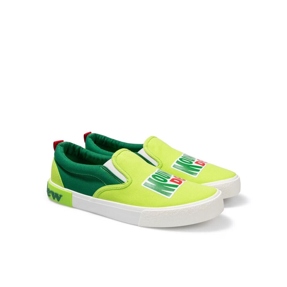 Mountain Dew Men’s Canvas Slip-On Sneaker/Shoes Green/Yellow Size 11 NWT